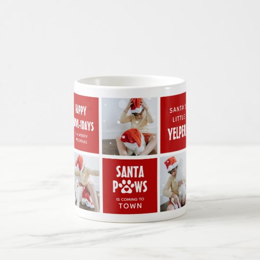 Santa Paws, Happy Howlidays 5 Foto Hund Weihnachte Kaffeetasse (Mittel)