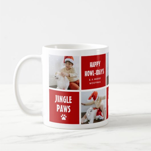 Santa Paws, Happy Howlidays 5 Foto Hund Weihnachte Kaffeetasse (Links)