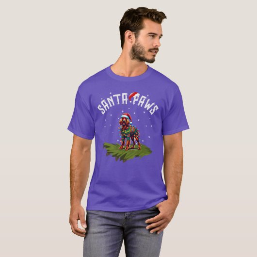 Santa Paws Happy Irish Setter Wrapped in Christmas T-Shirt (Vorne ganz)