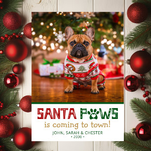 Santa Paws Hunde-Foto Feiertagskarte