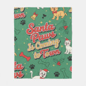 Santa Paws Is Coming to Town Retro Dog Cat Xmas Fleecedecke (Vorderseite)