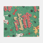 Santa Paws Is Coming to Town Retro Dog Cat Xmas Fleecedecke (Vorderseite (Horizontal))
