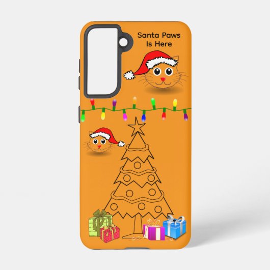 Santa Paws Is Here Katzen-Galaxy-Case – Orange Samsung Galaxy Hülle (Rückseite)