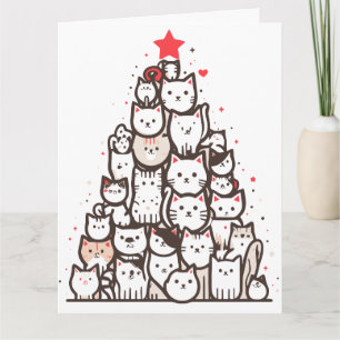 Santa Paws Katze Meowy Weihnachten Katmas Baum Karte