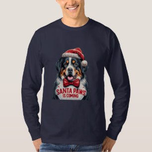 Santa Paws kommt Bernese Dog Weihnachten T-Shirt