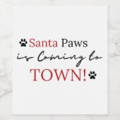 Santa Paws kommt in die Stadt Funny Dog Weinlabel Weinetikett (Einzelnes Label)