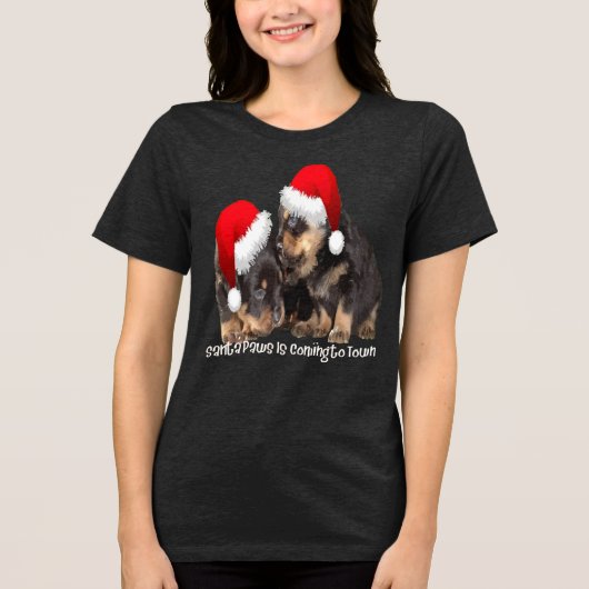 Santa Paws kommt in die Stadt Niedliche Rottweiler Tri-Blend Shirt (Vorderseite)