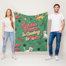 Santa Paws kommt in die Stadt Retro Hund Katze Wei Fleecedecke