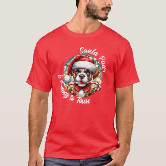 Santa Paws kommt in die Stadt T-Shirt (Vorderseite)
