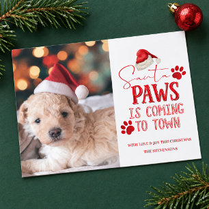 Santa Paws kommt in die Stadt Weihnachtsfotografie Feiertagskarte