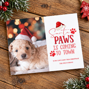 Santa Paws kommt in die Stadt Weihnachtsfotografie Feiertagspostkarte