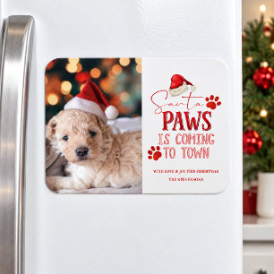 Santa Paws kommt in die Stadt Weihnachtsfotografie Magnet