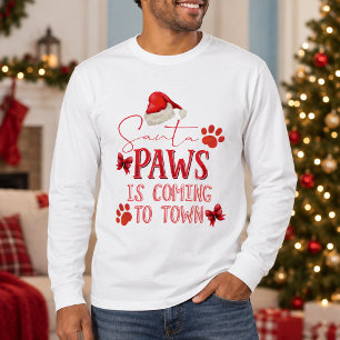 Santa Paws kommt in die Stadt Weihnachtstypografie T-Shirt