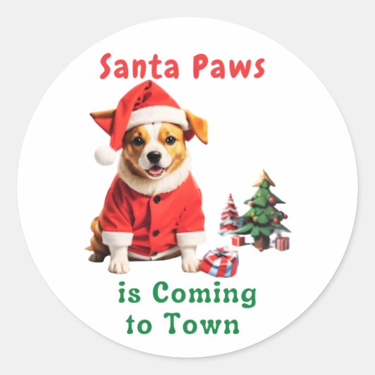 Santa Paws kommt zu einem festlichen Haustier Runder Aufkleber (Vorderseite)