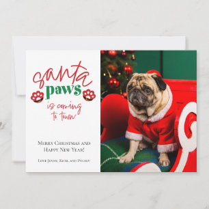 Santa Paws kommt zur Town Pet Holiday Card Feiertagskarte