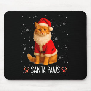 Santa Paws Lustige Orange Tabby Katze Weihnachten Mousepad