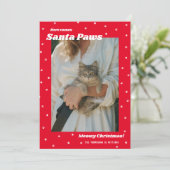 Santa Paws Meowy Weihnachts Weihnachtskatze Fotoka Einladung (Stehend Vorderseite)
