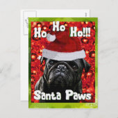 Santa Paws MOPS Feiertagspostkarte (Vorne/Hinten)