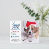 Santa Paws Naughty Nice Pet Hund Foto Holiday Postkarte (Stehend Vorderseite)