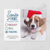 Santa Paws Naughty Nice Pet Hund Foto Holiday Postkarte (Vorderseite)