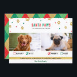 Santa Paws Naughty oder Nice Two Dog Foto Card Feiertagskarte<br><div class="desc">Niedliche "Santa Paws kommt in die Stadt" zwei Hunde Weihnachtsfotokarte mit unschönen oder schönen Markierungen.</div>