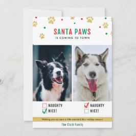 Santa Paws Naughty oder Nice Two Dog Foto Card Feiertagskarte