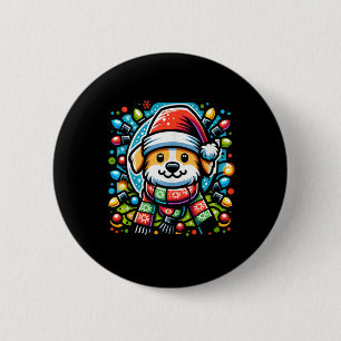 Santa Paws Niedlicher Weihnachtshundedesign für Ti Button