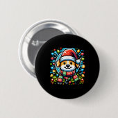Santa Paws Niedlicher Weihnachtshundedesign für Ti Button (Vorne & Hinten)