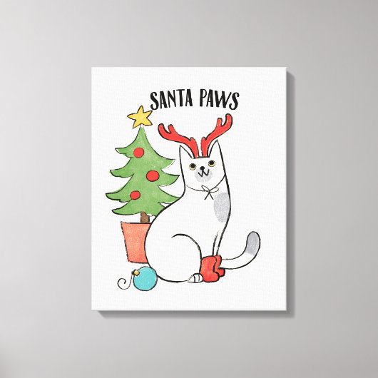 Santa Paws | Rentierkatze Leinwanddruck (Vorderseite)