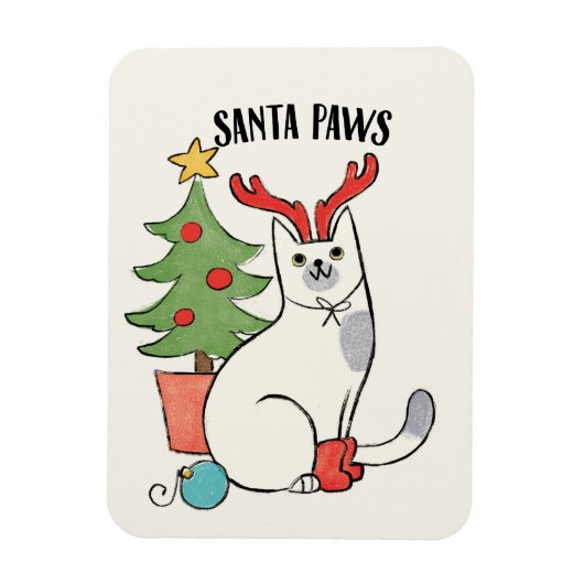 Santa Paws | Rentierkatze Magnet (Vertikal)
