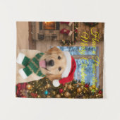 Santa Paws Retriever Weihnachtsbände Kunst Wandteppich (Vorderseite (Horizontal))