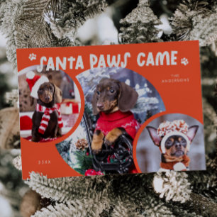 Santa Paws Retro Red Dog Foto Ferienkarte Feiertagskarte