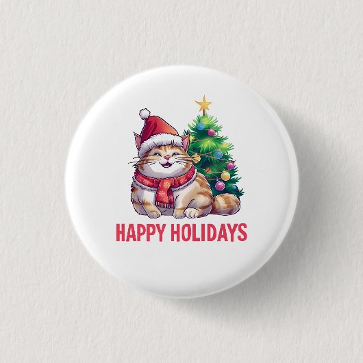 Santa Paws Says Happy Holidays Button (Vorderseite)