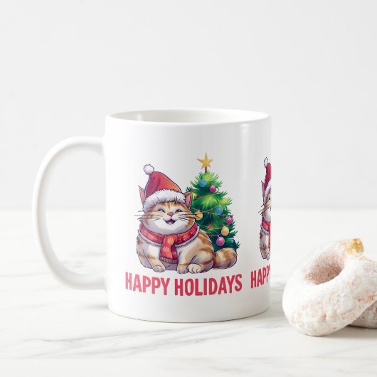 Santa Paws Says Happy Holidays Kaffeetasse (Mit Donut)