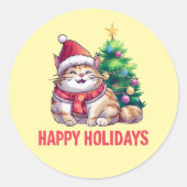 Santa Paws Says Happy Holidays Runder Aufkleber (Vorderseite)