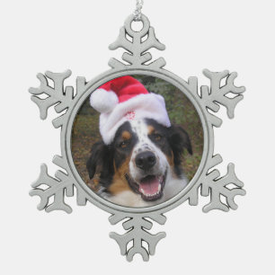 "Santa Paws" Schneeflocken Zinn-Ornament