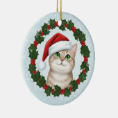 Santa Paws Smiling Cat Christmas Ornament (Rechts)