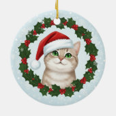 Santa Paws Smiling Cat Christmas Ornament (Hinten)