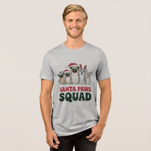 Santa Paws Squad T-Shirt Tri-Blend Shirt (Vorderseite voll)
