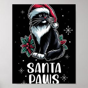 Santa Paws Tuxedo Katze Weihnachtsmannmütze Weihna Poster