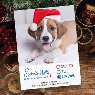 Santa Paws Unartig Nett Pawsome Hund Haustier Foto Feiertagspostkarte
