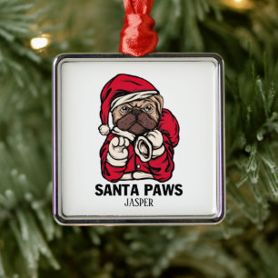 Santa Paws Weihnachten Englisch Bulldog Geschenk I Ornament Aus Metall