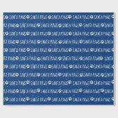 Santa Paws Weihnachtsdrucke auf Blue Geschenkpapier (Flach)