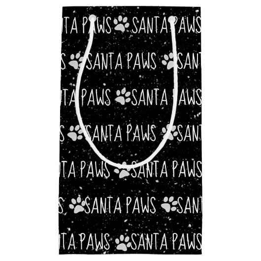 Santa Paws Weihnachtsdrucke auf schwarz Kleine Geschenktüte (Vorderseite)