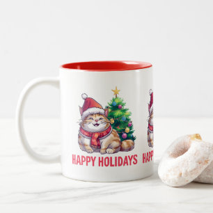 Santa Paws wünscht frohe Feiertage Zweifarbige Tasse