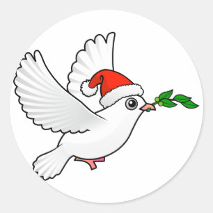 Santa Peace Dove Runder Aufkleber