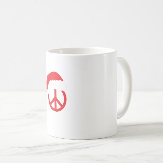 Santa Peace Sign Ho Ho Ho mit Weihnachtsmannmütze Kaffeetasse (VorderseiteRechts)