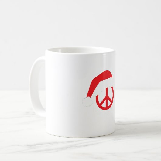 Santa Peace Sign Ho Ho Ho mit Weihnachtsmannmütze Kaffeetasse (Vorderseite Links)