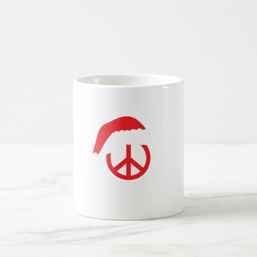 Santa Peace Sign Ho Ho Ho mit Weihnachtsmannmütze Kaffeetasse (Mittel)
