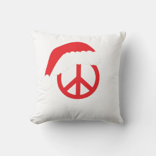 Santa Peace Sign Ho Ho Ho mit Weihnachtsmannmütze Kissen
